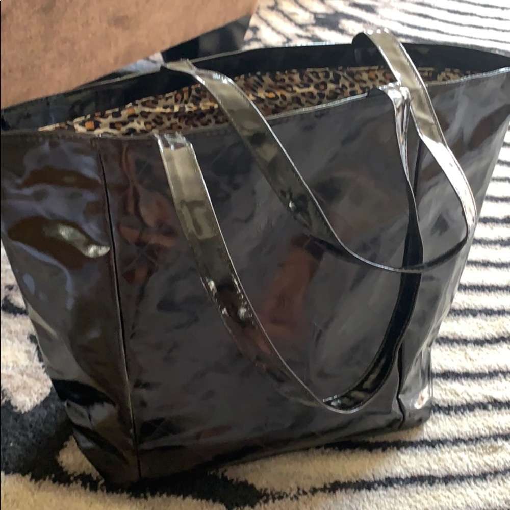 Black Bloomingdales Shoulder Bag With Animal Print